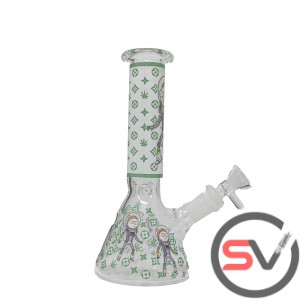 SPACE MARINE MORTY GLASS BEAKER With ICE CATCHER 8inch (GLOW IN DARK)